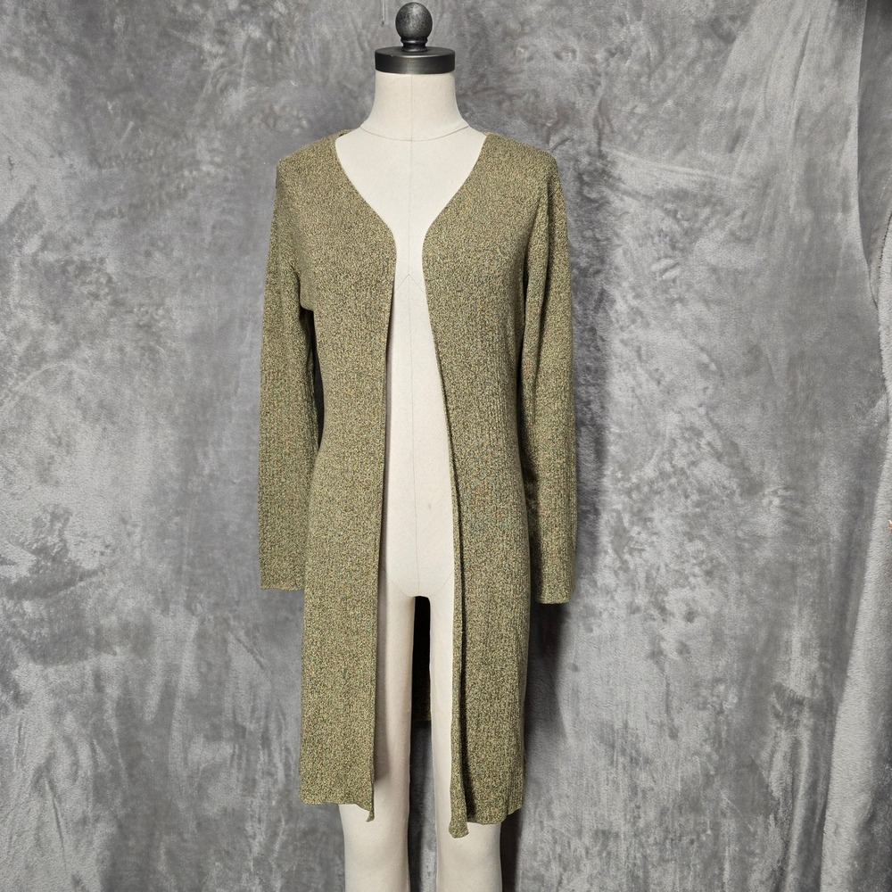 Vtg‎ Clio Petites Silk Cotton Blend Long Open Knit Cardigan Sweater Womens PL